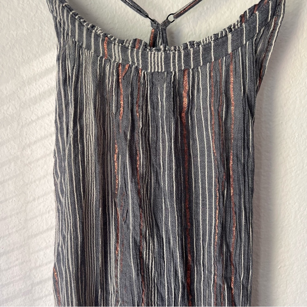 The Handloom Canggu Maxi Dress Navy with Metallic Stripes Sz S - Picture 4 of 8